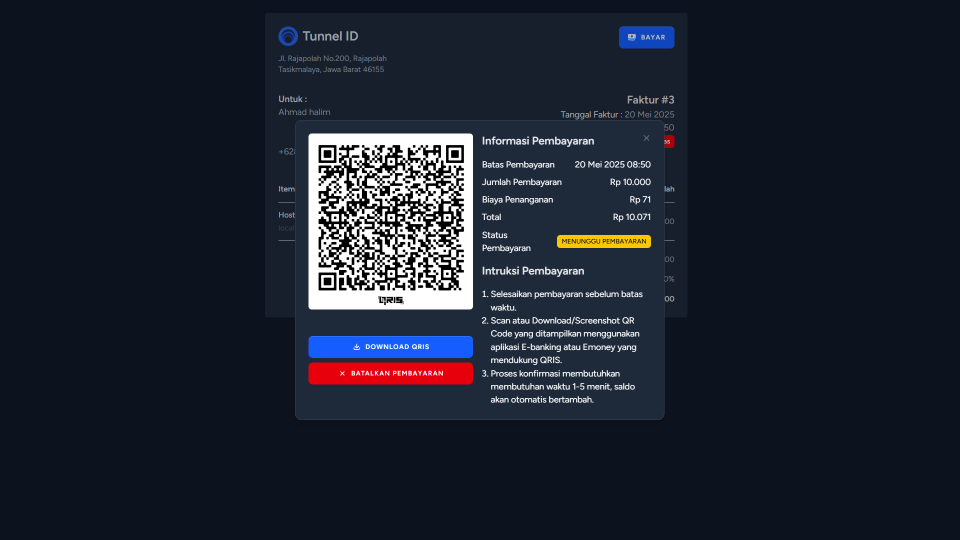 Tunnel ID Order Hosting 2