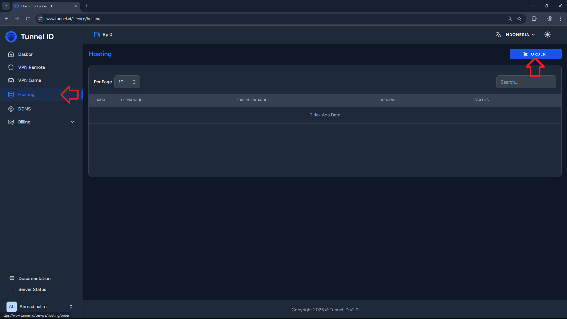 Tunnel ID Order VPN Game